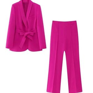 Fuschia hot pink blazer Pantsuit set